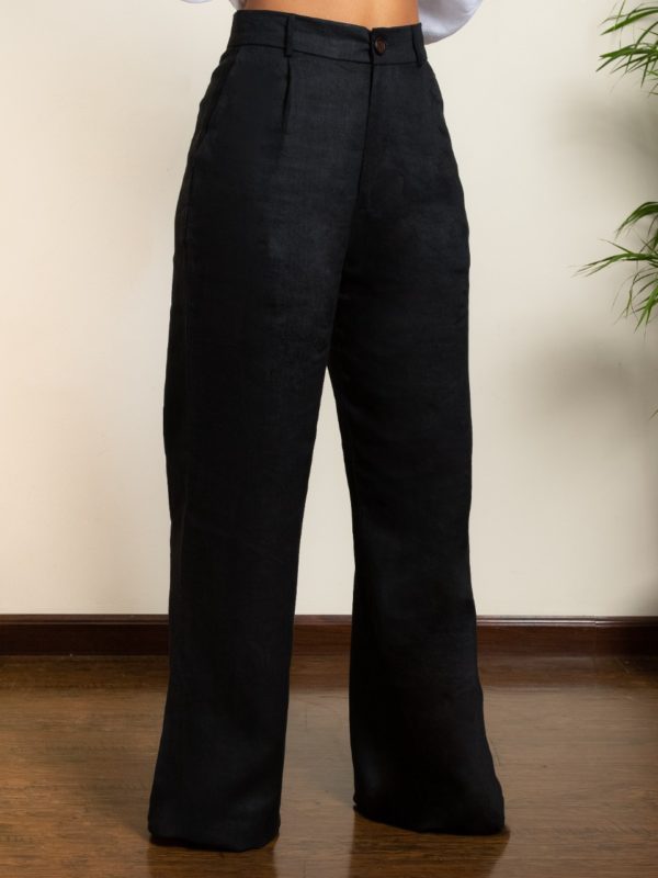 LINEN TROUSERS Black