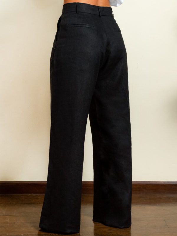 LINEN TROUSERS Black