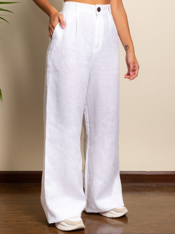 LINEN TROUSERS White