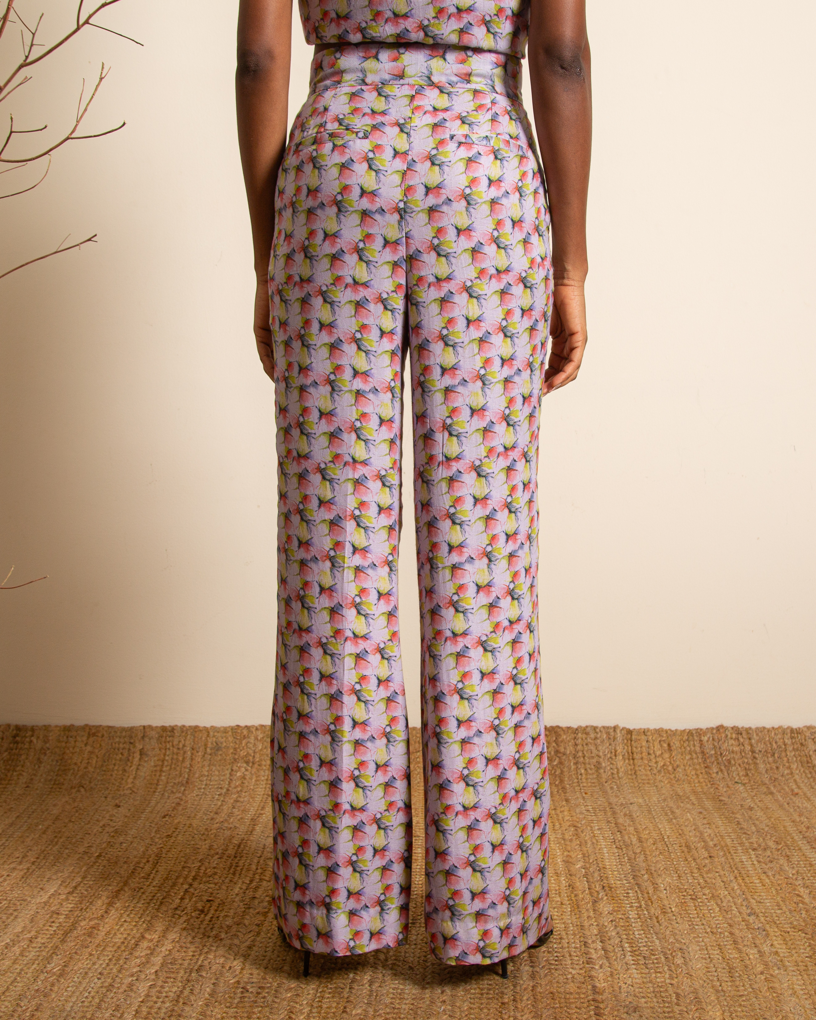 Printed Straight Leg Trousers - LOOK A